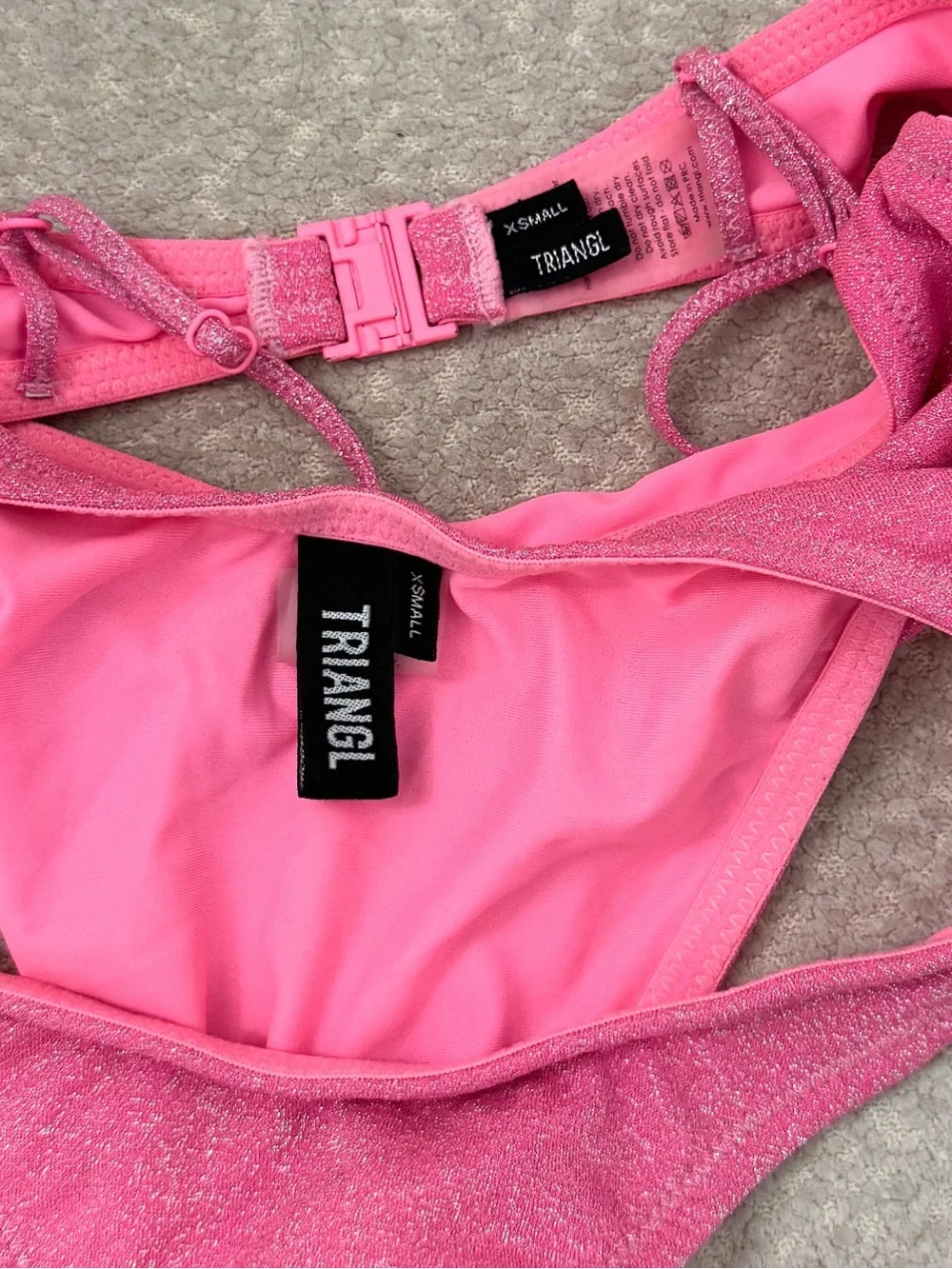 Triangl swimwear Pink Mica Pitaya Sparkle Shimmer Bandeau Bikini Set XS